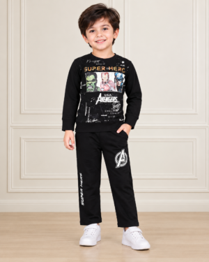 2071PR Boys’ Premium Hosiery Superhero Graphic Sweatshirt & Track Pant Set 2071PR-183-BLK