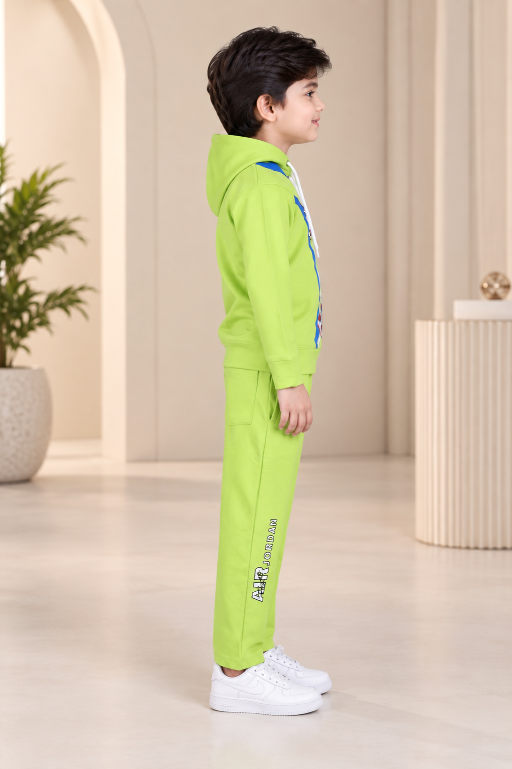 2073APT Boys’ Premium Hosiery Basketball Graphic Hoodie & Track Pant Set 2073APT-183-P GRN - Image 2