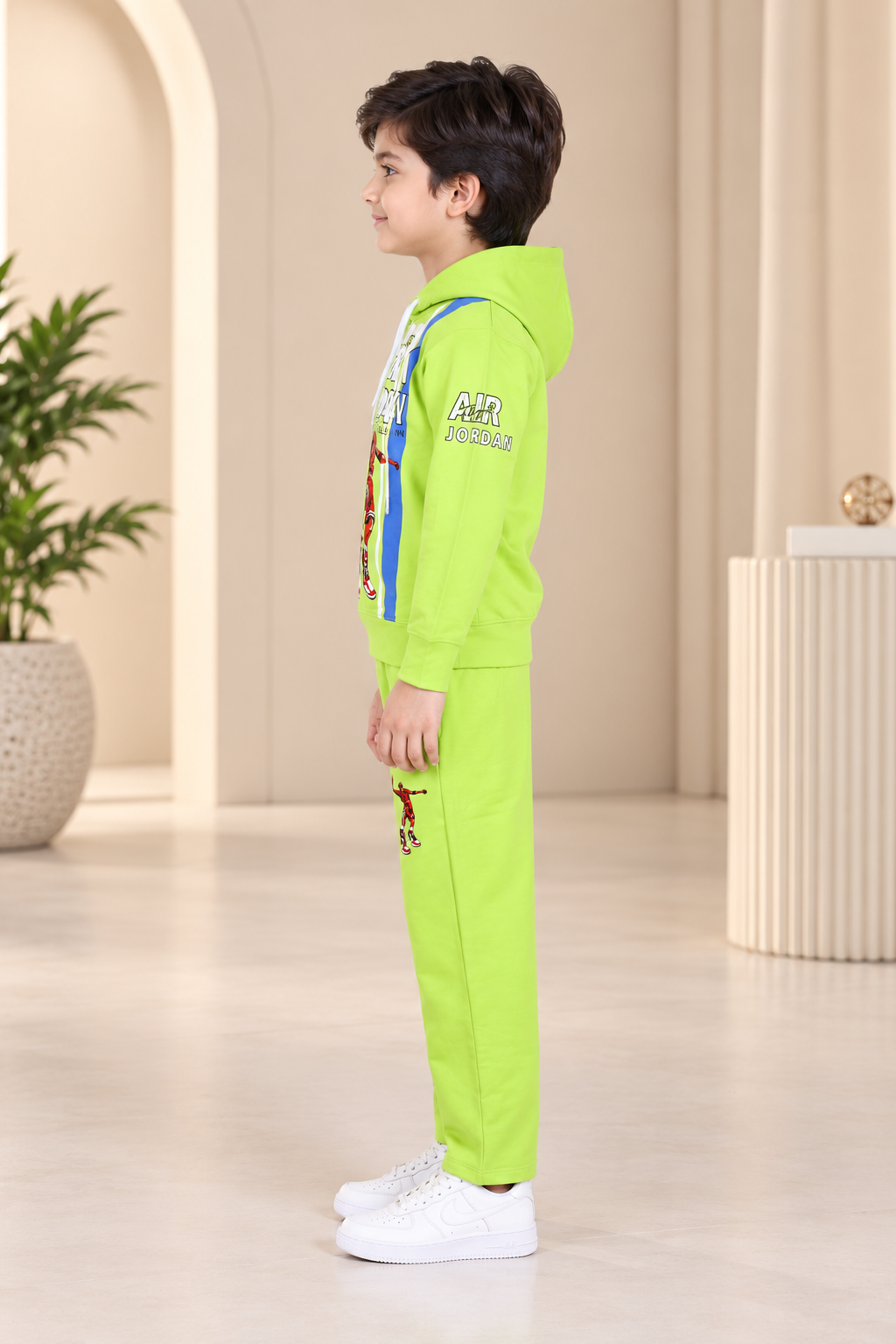 2073APT Boys’ Premium Hosiery Basketball Graphic Hoodie & Track Pant Set 2073APT-183-P GRN - Image 3