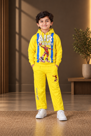2073APT Boys’ Premium Hosiery Basketball Graphic Hoodie & Track Pant Set 2073APT-183-LMN