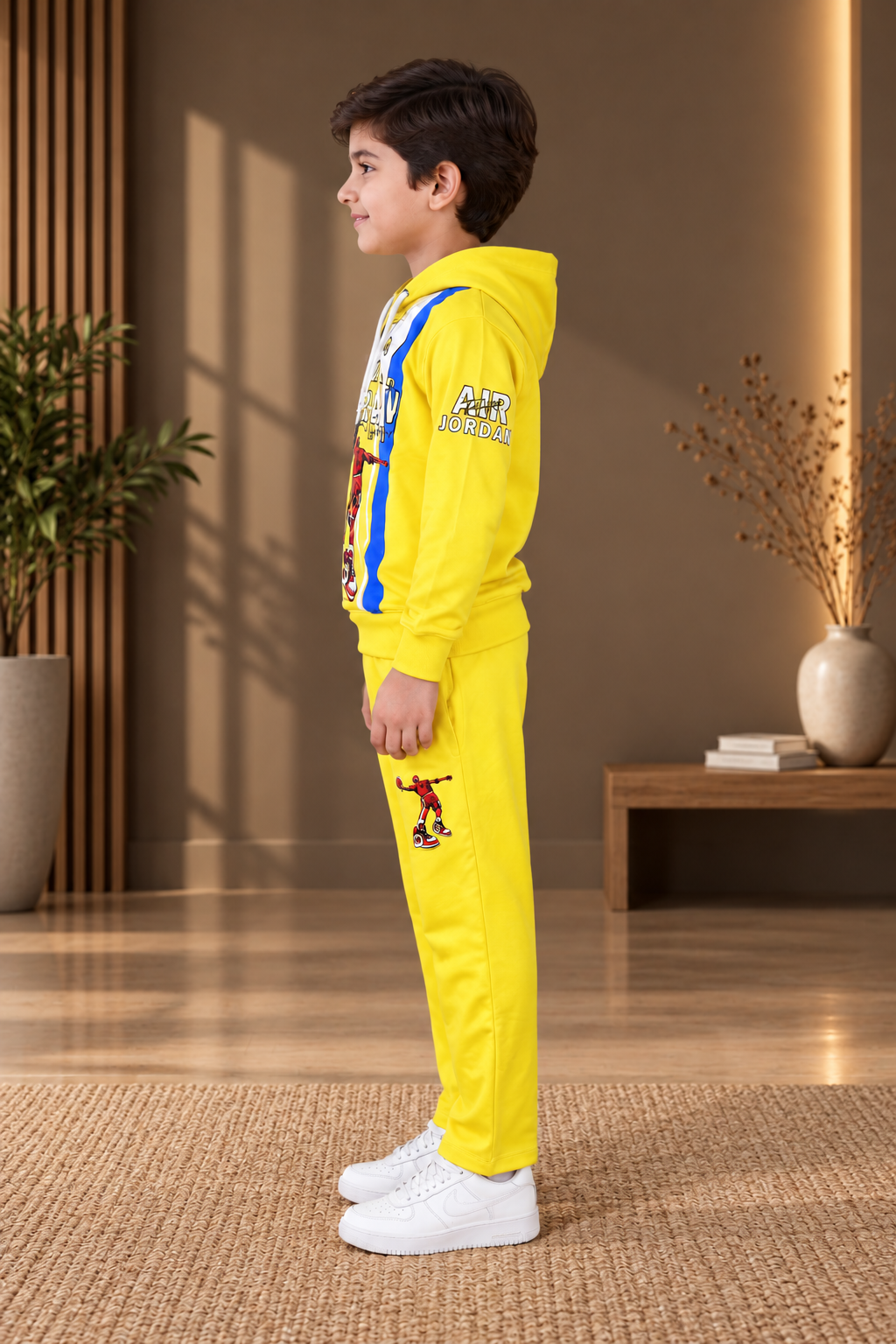 2073APT Boys’ Premium Hosiery Basketball Graphic Hoodie & Track Pant Set 2073APT-183-LMN - Image 4