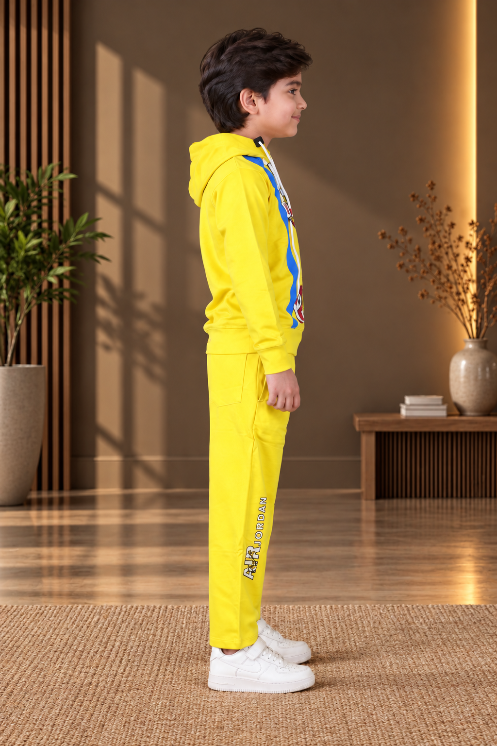 2073APT Boys’ Premium Hosiery Basketball Graphic Hoodie & Track Pant Set 2073APT-183-LMN - Image 2