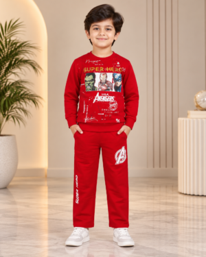 2071PR Boys’ Premium Hosiery Superhero Graphic Sweatshirt & Track Pant Set 2071PR-183-RED