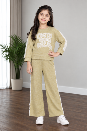263LT Girls’ Premium Hosiery Cotton Graphic Wide-Leg Co-Ord Set 263LT-271-LMN