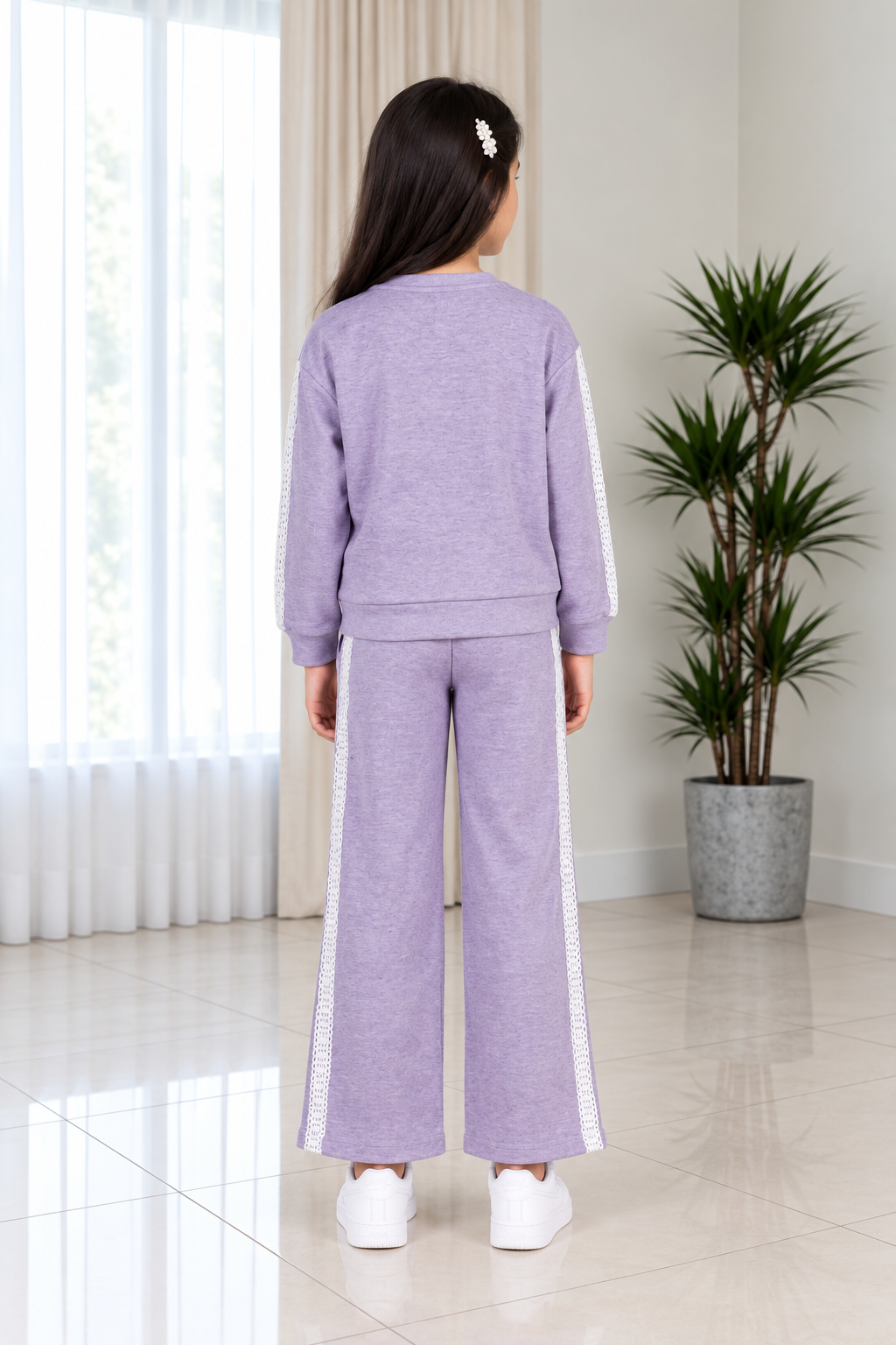 270PR Girls’ Premium Hosiery Cotton Bow Design Co-Ord Set 270PR-271-PPL - Image 4