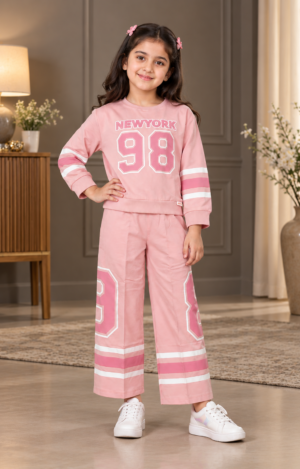 277LT Girls’ Premium Hosiery Cotton New York 98 Co-Ord Set 277LT-271-PNK