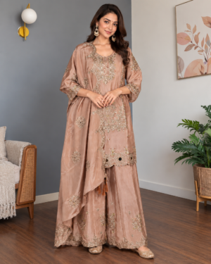 10343EM Salsa Fabric Embroidered Sharara Suit – Premium Festive Ethnic Wear for Women 10343EM-458-PCH