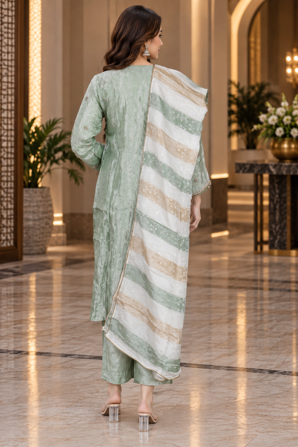 ISHO5EM Salsa Fabric Embroidered Suit – Premium Elegant Ethnic Wear for Women ISHO5EM-449-GRN - Image 2
