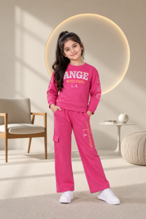 4008LT Girls’ Premium Hosiery Cotton Graphic Cargo Co-Ord Set 4008LT-268-RNI