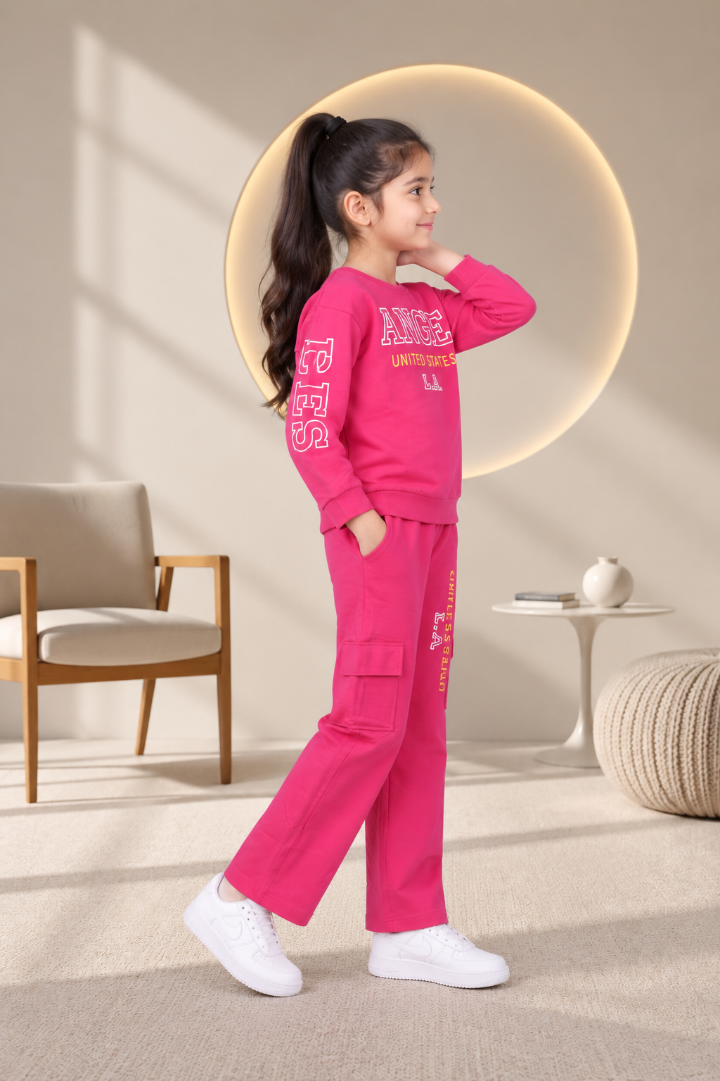 4008LT Girls’ Premium Hosiery Cotton Graphic Cargo Co-Ord Set 4008LT-268-RNI - Image 4