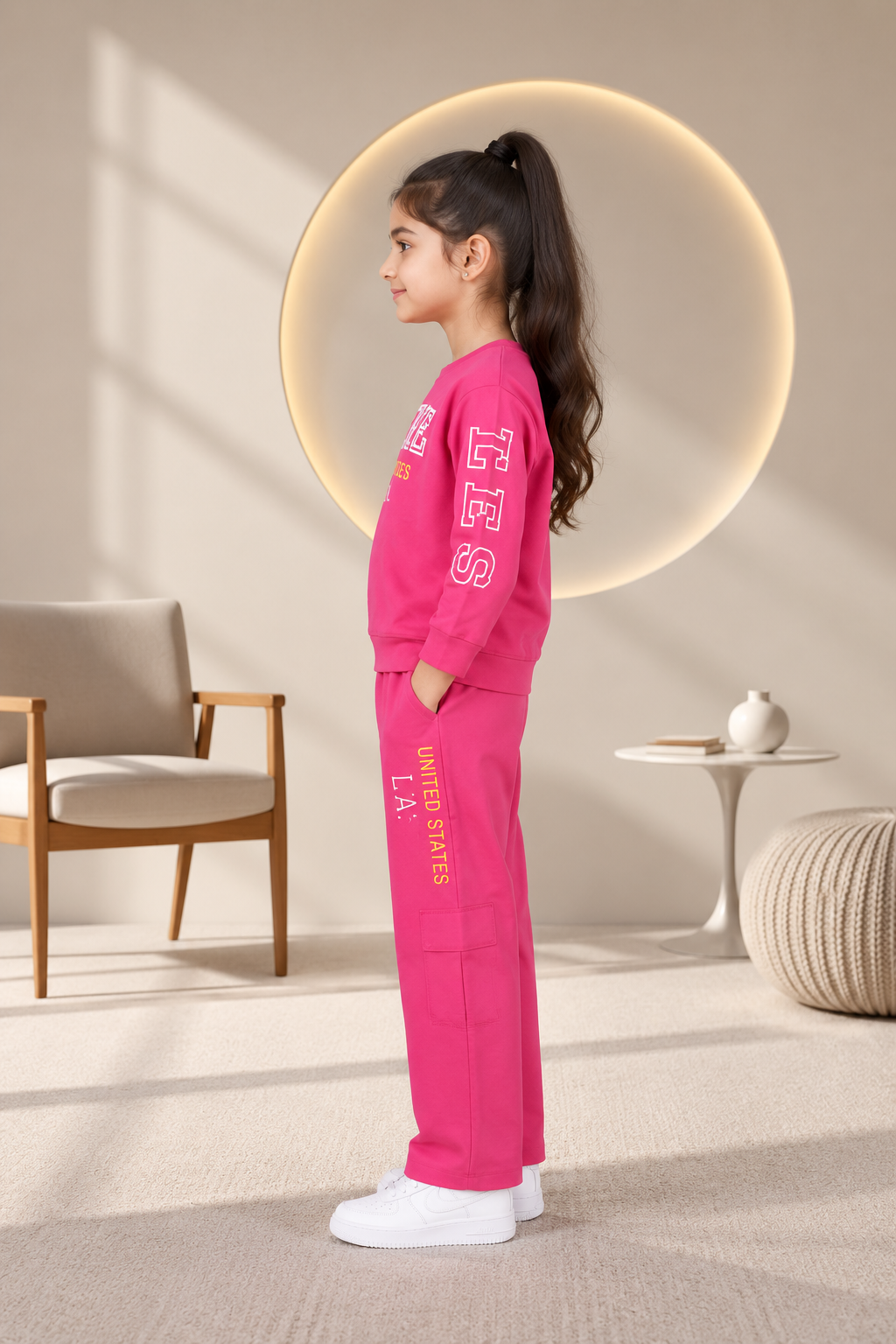 4008LT Girls’ Premium Hosiery Cotton Graphic Cargo Co-Ord Set 4008LT-268-RNI - Image 2
