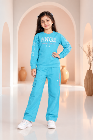 4008LT Girls’ Premium Hosiery Cotton Graphic Cargo Co-Ord Set 4008LT-268-FRZ
