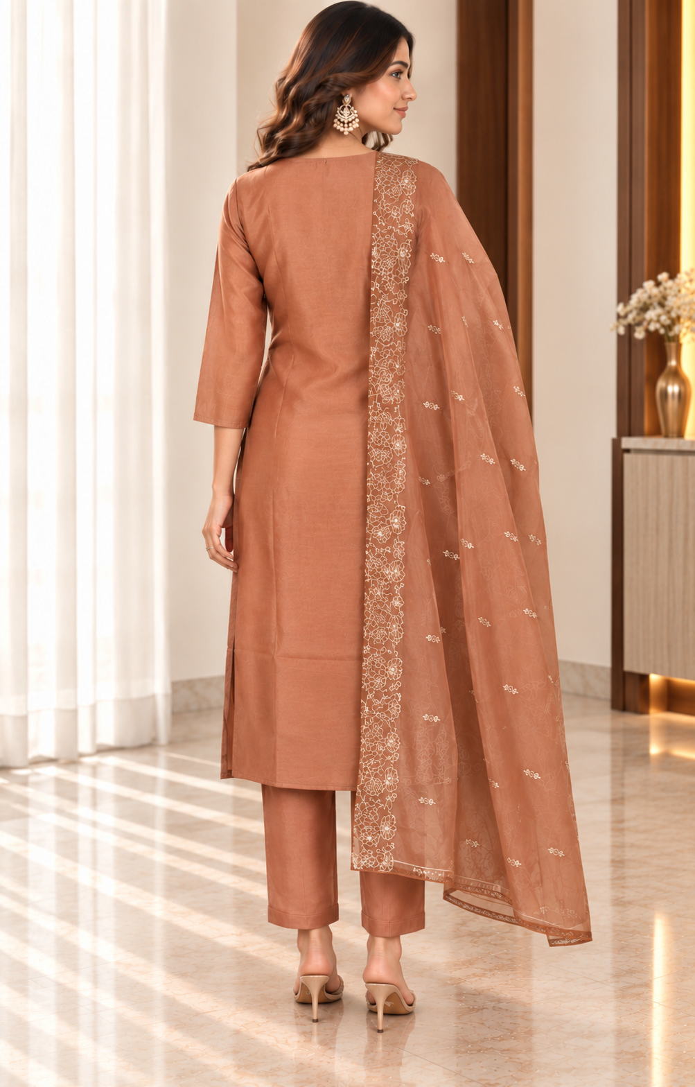 10389EM Fandy Chrish Embroidered Suit – Premium Elegant Ethnic Wear for Women 10389EM-458-PCH - Image 4