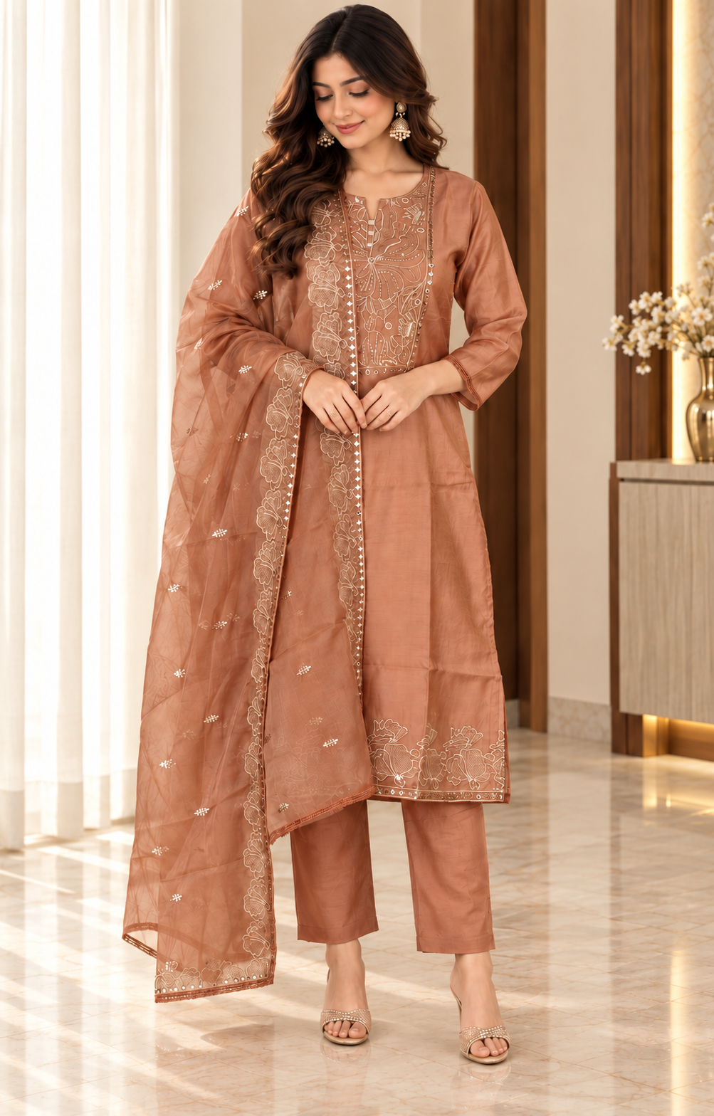 10389EM Fandy Chrish Embroidered Suit – Premium Elegant Ethnic Wear for Women 10389EM-458-PCH