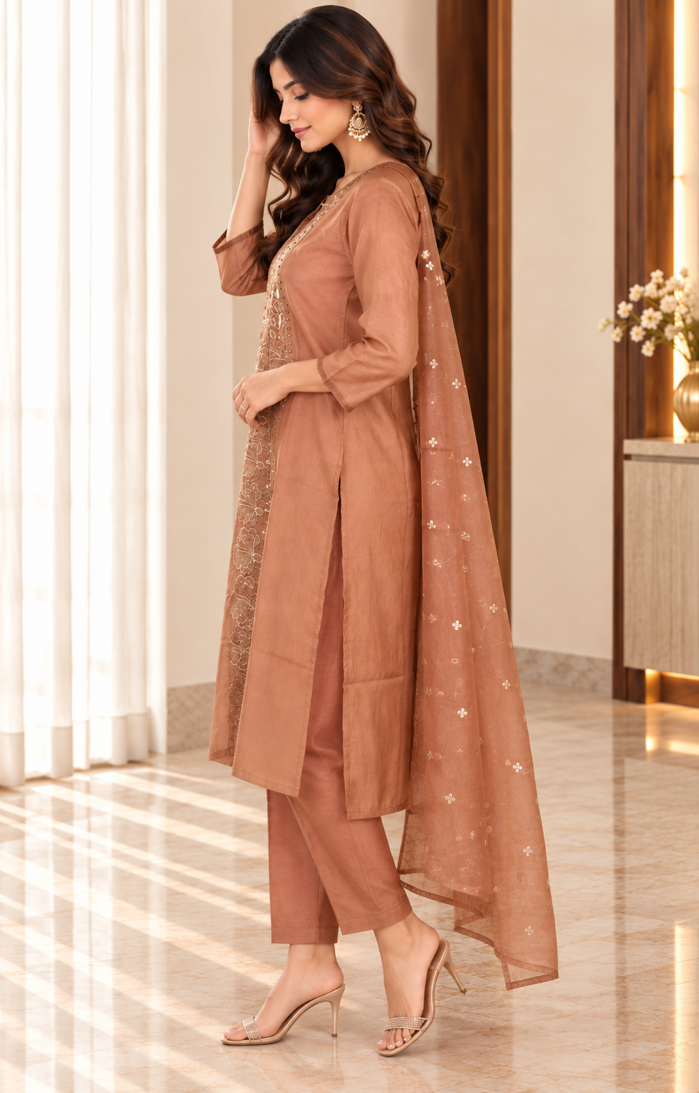 10389EM Fandy Chrish Embroidered Suit – Premium Elegant Ethnic Wear for Women 10389EM-458-PCH - Image 2