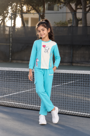 4328PR Girls’ Hosiery Cotton Co-ord Set – Trendy & Comfortable Casual Wear 4328PR-268-SKY