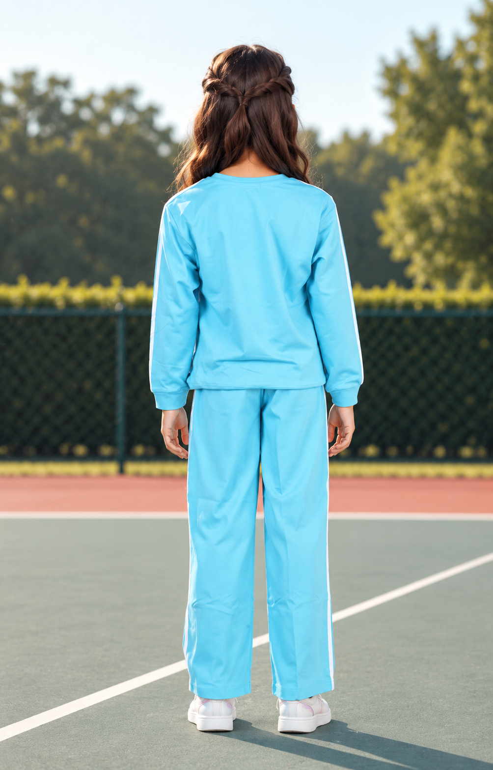 4323LT Girls’ Hosiery Cotton Infinity Co-ord Set – Aqua Blue Sporty Casual Wear 4323LT-268-SKY - Image 3