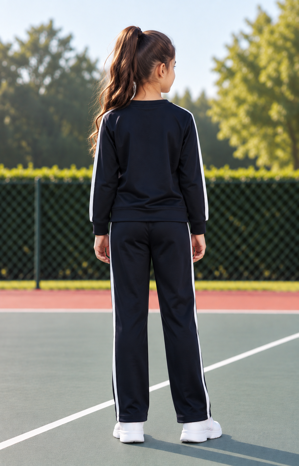 4323LT Girls’ Hosiery Cotton Infinity Co-ord Set – Classic Black Sporty Casual Wear 4323LT-268-NVY - Image 3