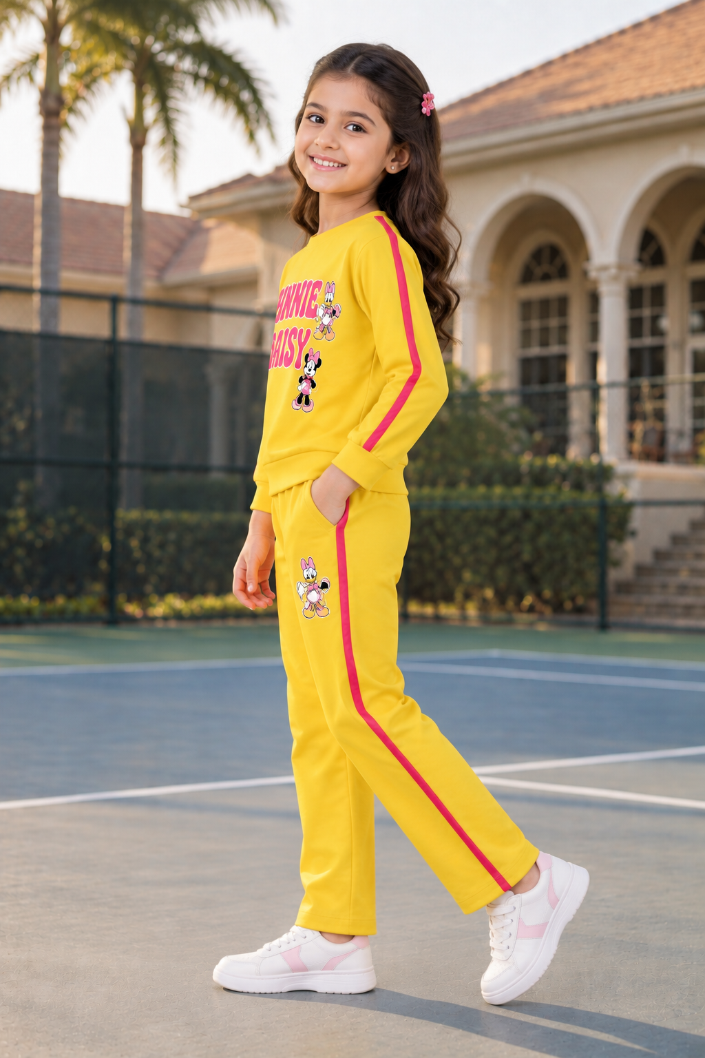 4311LT- Girls’ Hosiery Cotton Printed Co-ord Set – Bright, Trendy & Comfortable Kidswear 4311LT-268-YLW - Image 3