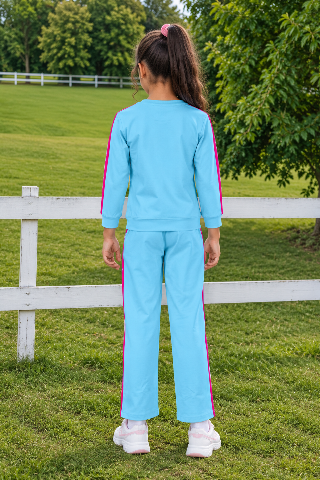 4311LT Girls’ Hosiery Cotton Co-ord Set – Sporty, Stylish & Comfortable Casual Wear 4311LT-268-SKY - Image 2