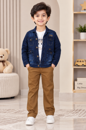 2588DNM Imported Cotton Shirt Set for Boys – Premium Smart Casual Kidswear 2588DNM-266-D BLU
