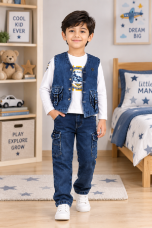 2705DNM Imported Cotton Pant Suit for Boys – Premium Smart Casual Kidswear Set 2705DNM-266-D BLU