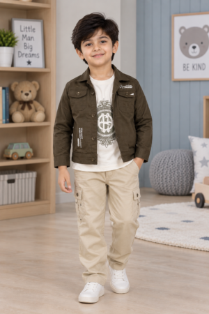 2711PL Imported Cotton Pant Suit for Boys – Premium Casual & Party Wear Set 2711PL-266-KHAKI