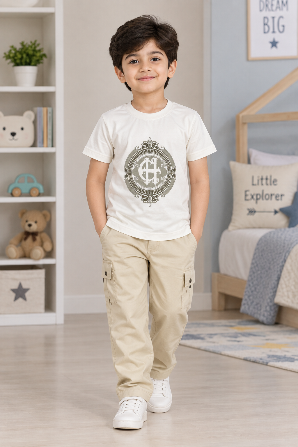 2711PL Imported Cotton Pant Suit for Boys – Premium Casual & Party Wear Set 2711PL-266-KHAKI - Image 2