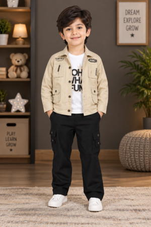 2714PL Imported Cotton Pant Suit for Boys – Premium Cargo Style Kidswear Set 2714PL-266-FWN