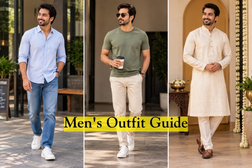 Men's casual shirts t-shirts and kurta pajama outfit ideas