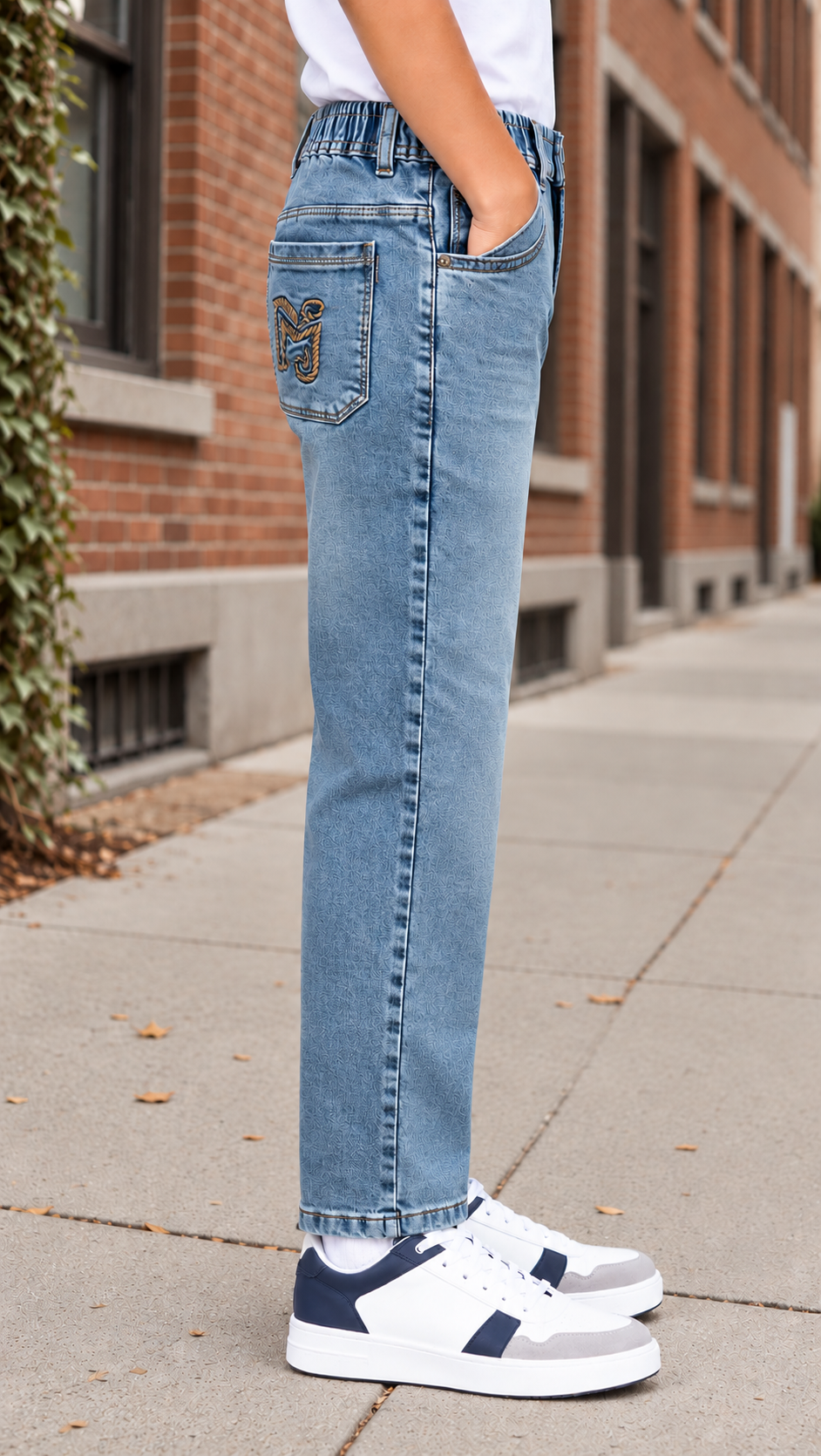 999PLBoys’ Light Blue Straight-Fit Denim Jeans – Faded Wash | Imported Denim Fabric | Casual Everyday Pants 999PL-277-L BLU - Image 2