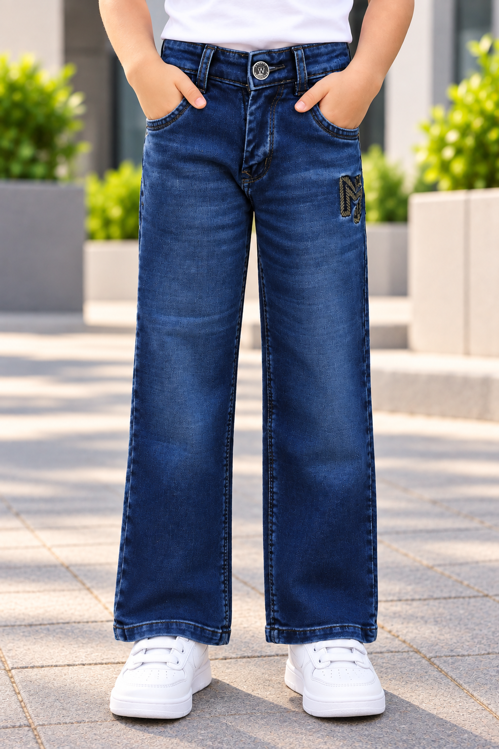 084PL Boys’ Deep Blue Straight-Fit Denim Jeans – Premium Washed Denim | Classic Everyday Casual Pants 084PL-277-D BLU