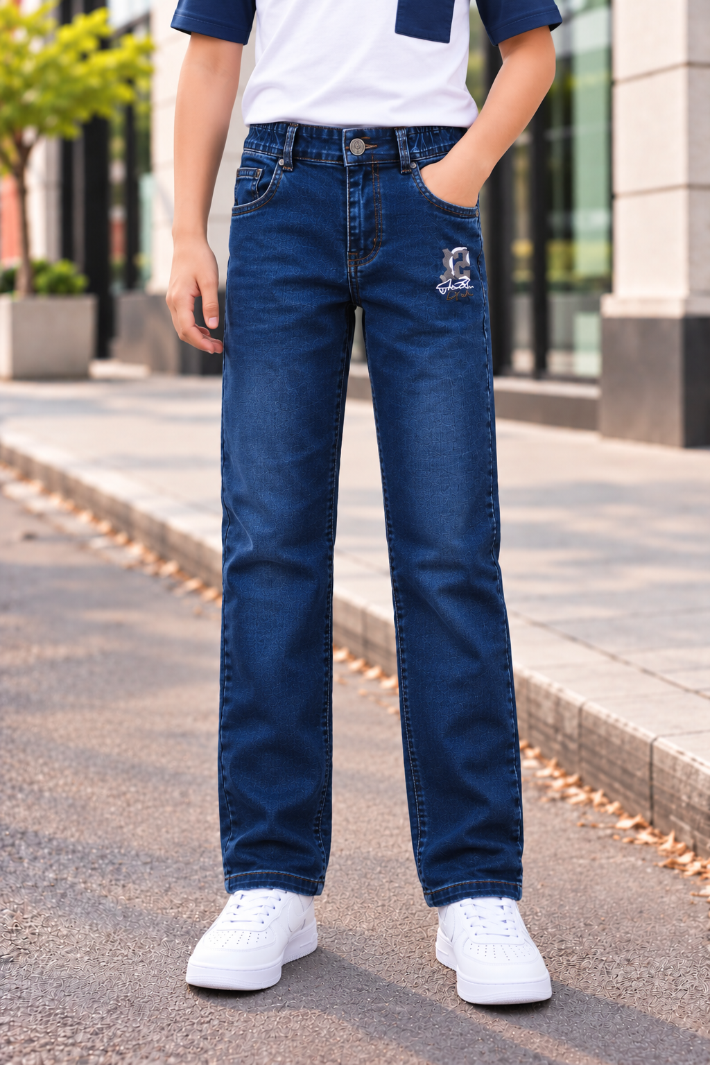 277 Boys’ Dark Blue Straight-Fit Denim Jeans – Premium Imported Fabric | Classic Casual Style 43877PL-277-D BLU