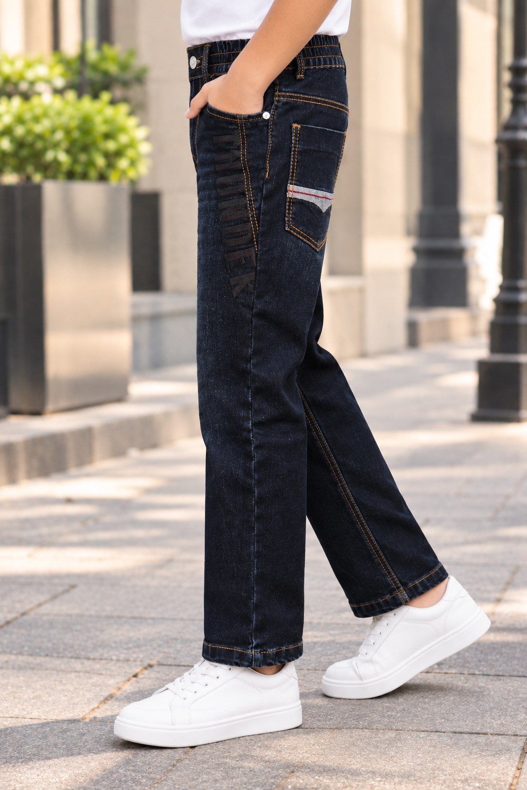 8596PL Boys’ Premium Black Straight-Fit Denim Jeans | Classic Full-Length Casual Pants 8596PL-414-D BLU - Image 4