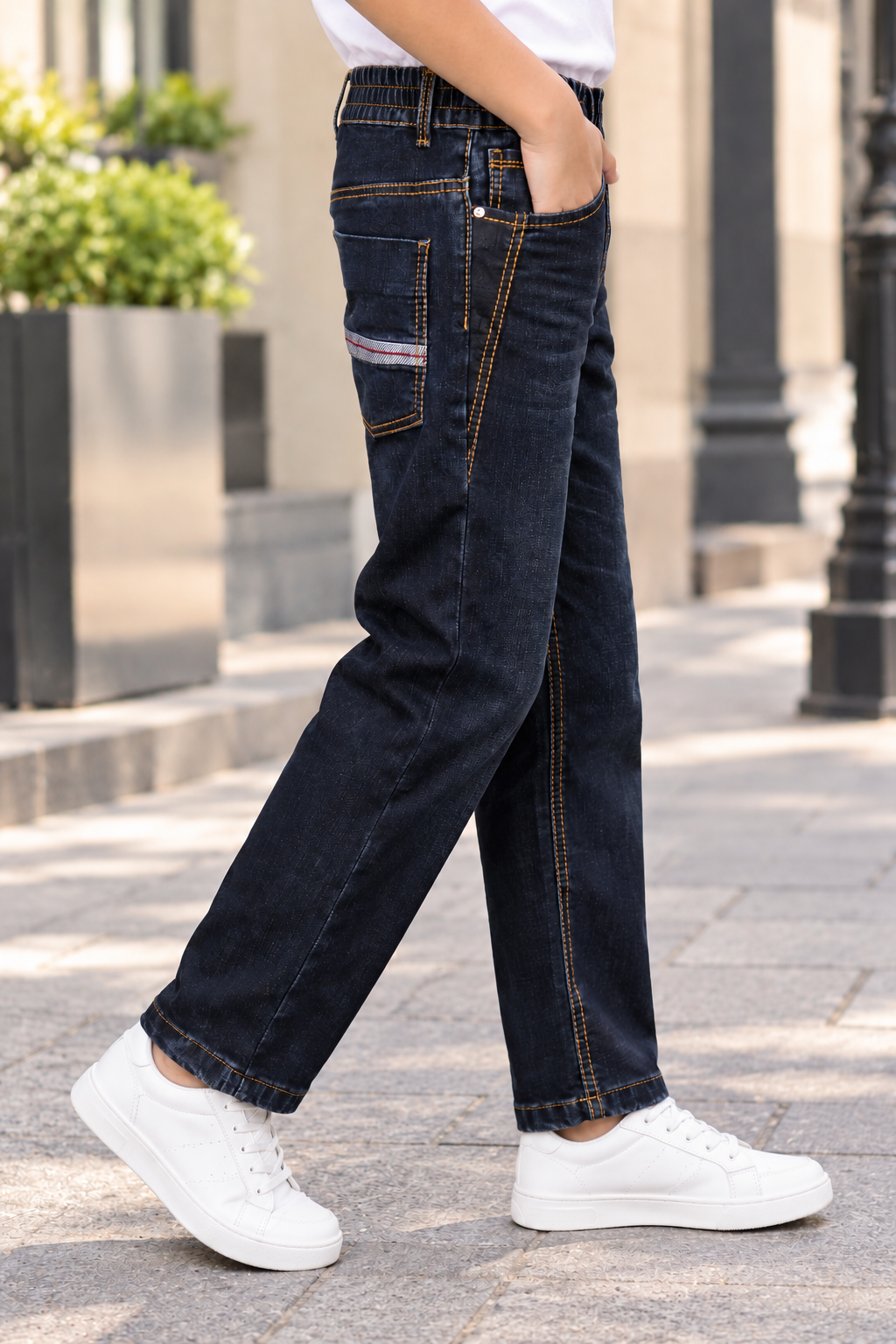 8596PL Boys’ Premium Black Straight-Fit Denim Jeans | Classic Full-Length Casual Pants 8596PL-414-D BLU - Image 2