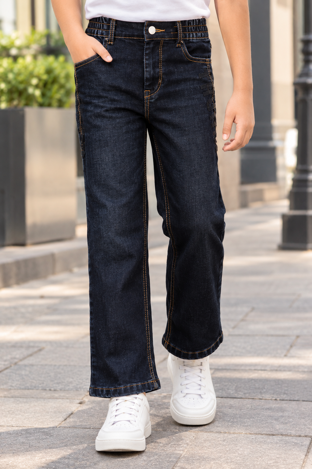 8596PL Boys’ Premium Black Straight-Fit Denim Jeans | Classic Full-Length Casual Pants 8596PL-414-D BLU