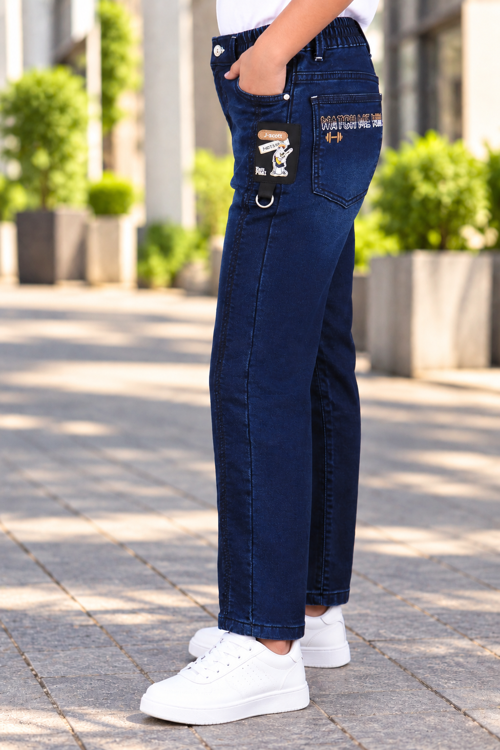 8576PL Boys’ Premium Dark Blue Straight Fit Denim Jeans | Washed Casual Full-Length Jeans 8576PL-414-D BLU - Image 3