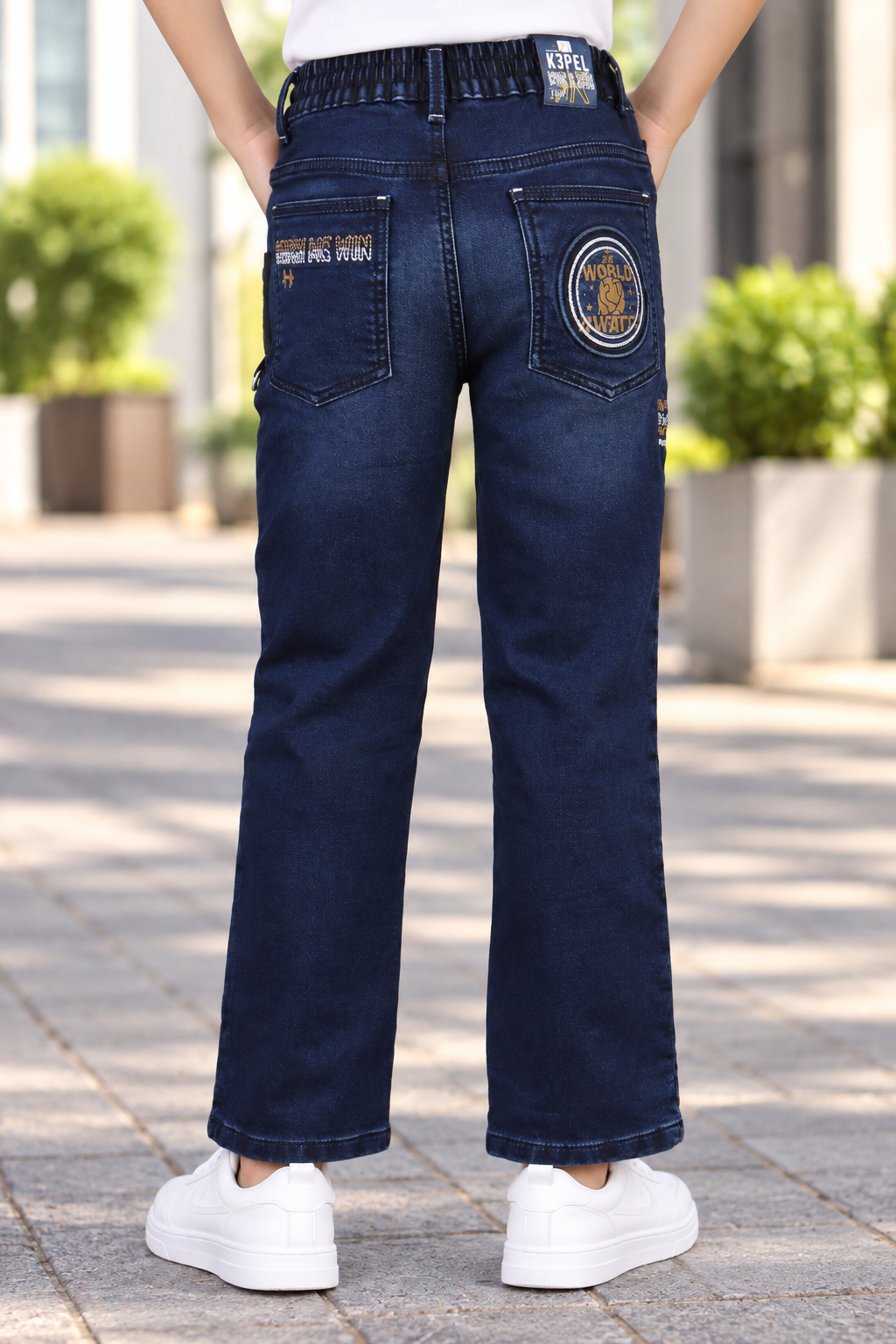 8576PL Boys’ Premium Dark Blue Straight Fit Denim Jeans | Washed Casual Full-Length Jeans 8576PL-414-D BLU - Image 2