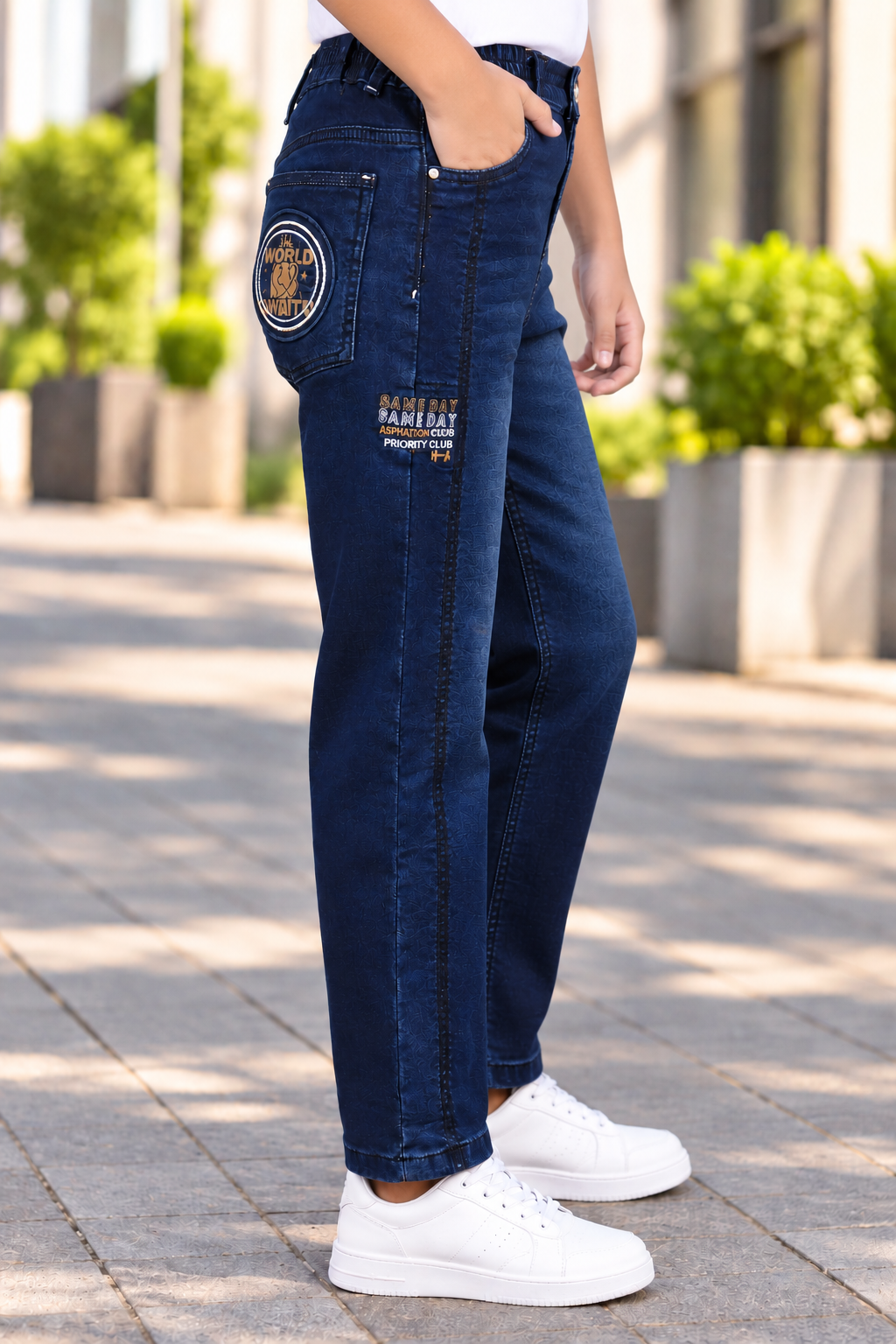 8576PL Boys’ Premium Dark Blue Straight Fit Denim Jeans | Washed Casual Full-Length Jeans 8576PL-414-D BLU - Image 4