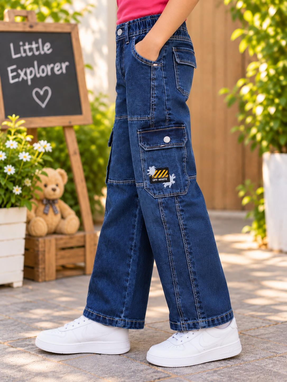 523PL Boys’ Premium Dark Blue Straight Cargo Denim Jeans – Multi-Pocket Utility Straight-Leg Pants 523PL-277-L BLU - Image 2