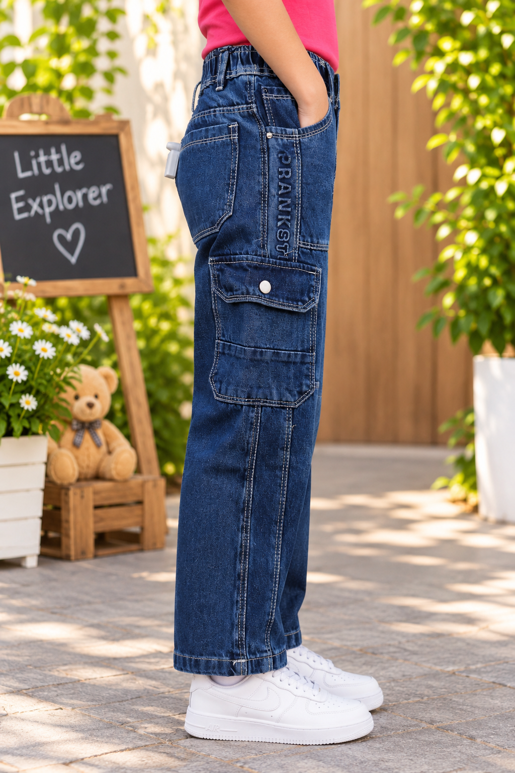 523PL Boys’ Premium Dark Blue Straight Cargo Denim Jeans – Multi-Pocket Utility Straight-Leg Pants 523PL-277-L BLU - Image 3