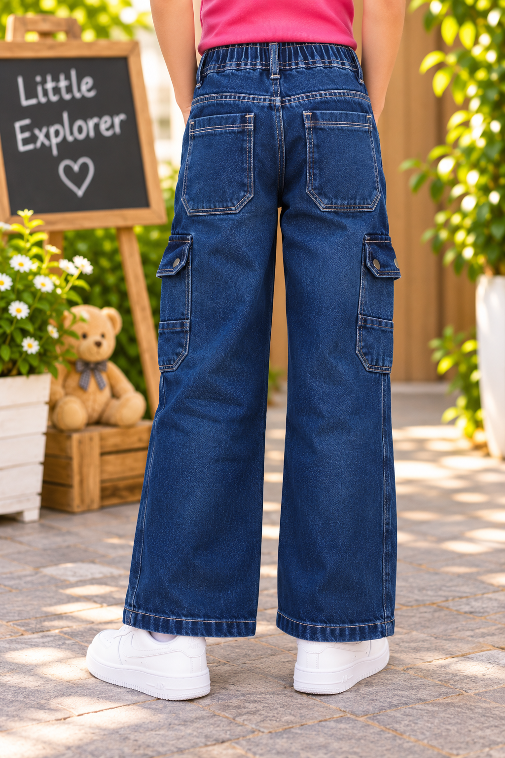 523PL Boys’ Premium Dark Blue Straight Cargo Denim Jeans – Multi-Pocket Utility Straight-Leg Pants 523PL-277-L BLU - Image 4