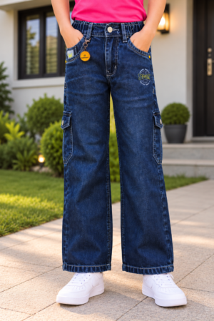 531PL Boys’ Premium Dark Blue Wide-Leg Denim Jeans – Relaxed Fit Utility Style Casual Pants 531PL-277-D BLU