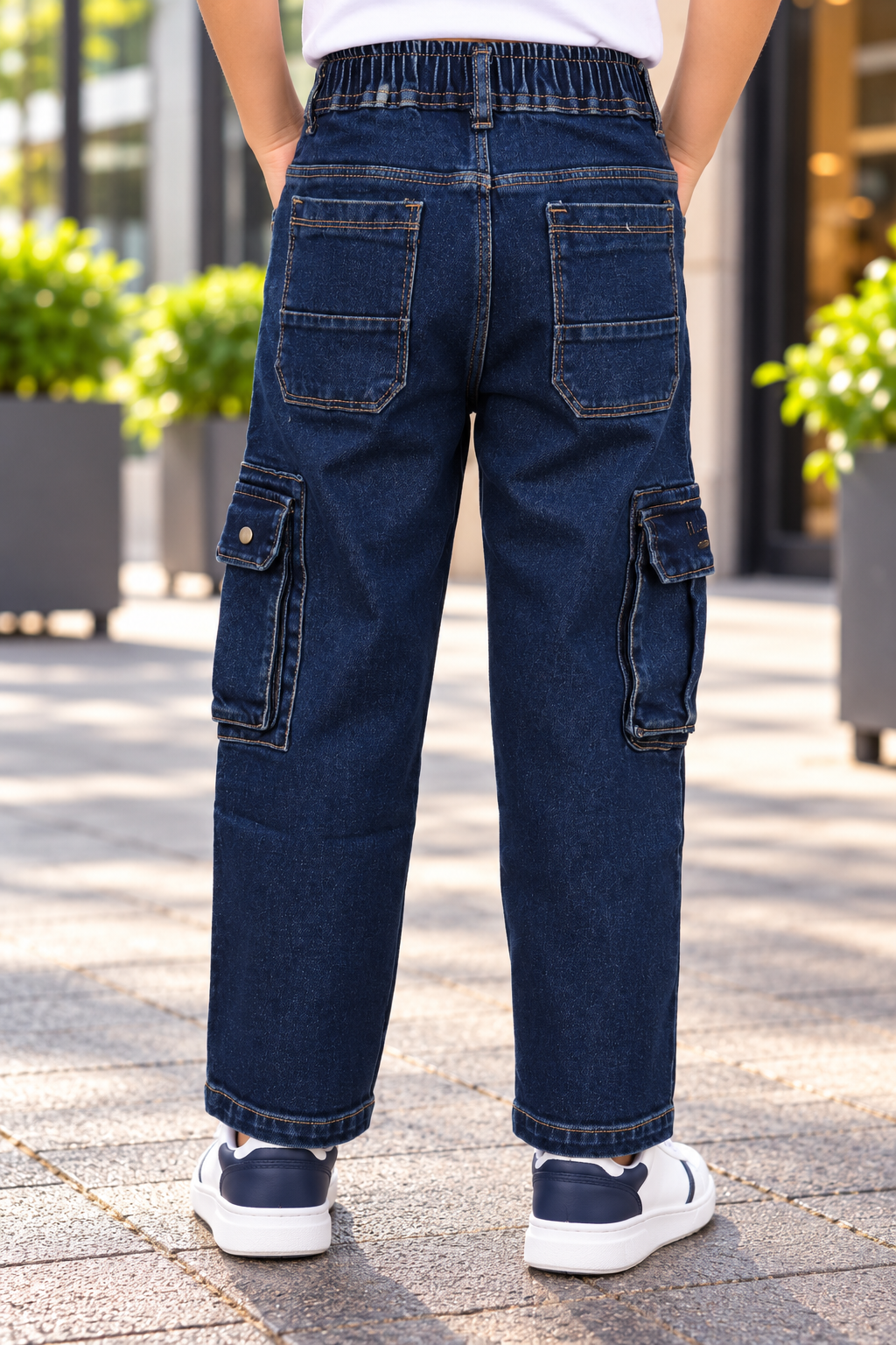 536PL Boys’ Premium Dark Blue Straight Cargo Fit Denim Jeans – Stylish Multi-Pocket Casual Pants 536PL-277-D BLU - Image 4