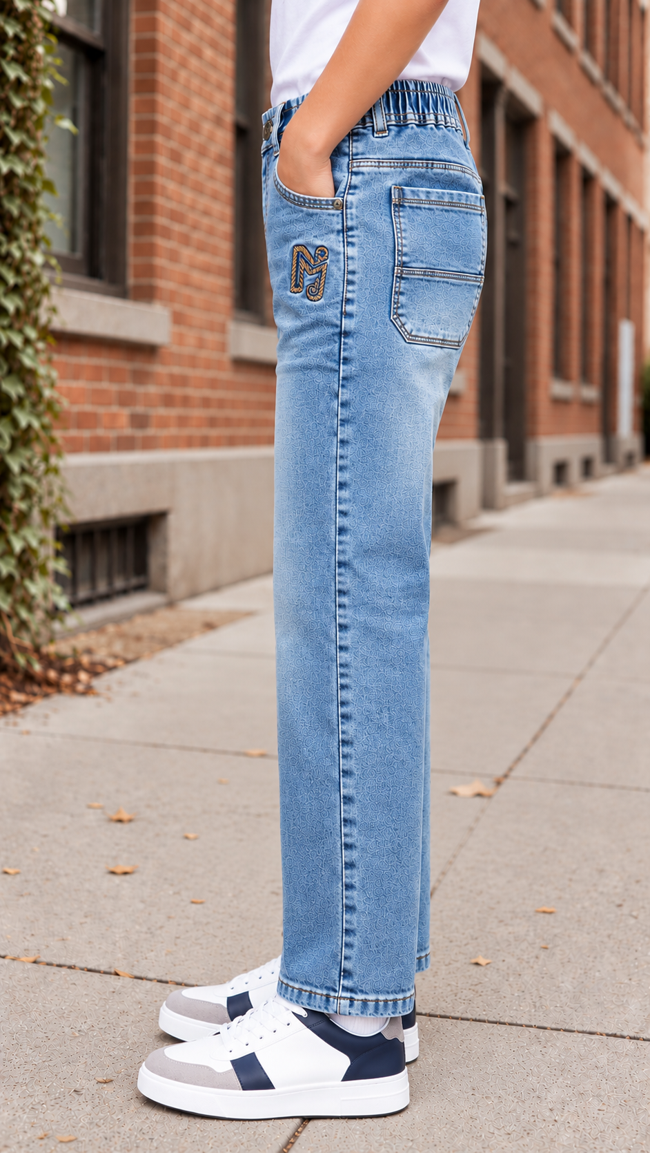 999PLBoys’ Light Blue Straight-Fit Denim Jeans – Faded Wash | Imported Denim Fabric | Casual Everyday Pants 999PL-277-L BLU - Image 4