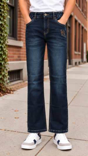 999PL Boys’ Dark Indigo Straight-Fit Denim Jeans – Imported Fabric | Faded Wash & Classic Casual Style 999PL-277-BLU