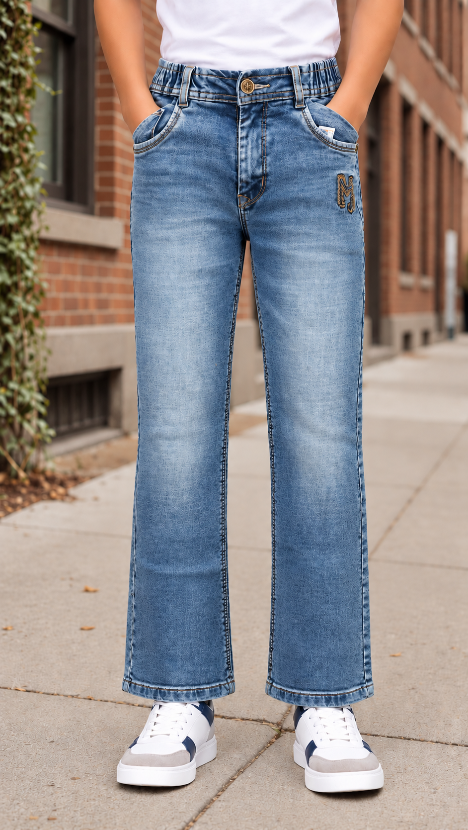 999PLBoys’ Light Blue Straight-Fit Denim Jeans – Faded Wash | Imported Denim Fabric | Casual Everyday Pants 999PL-277-L BLU