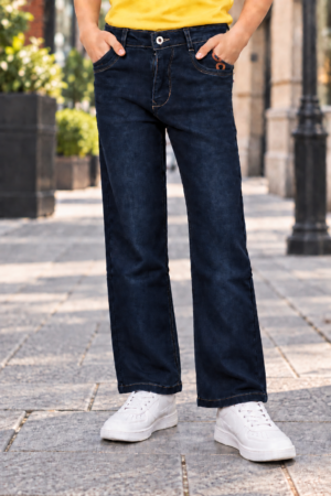 8351PL Boys’ Premium Dark Indigo Straight Fit Denim Jeans | Classic Full-Length Casual Jeans 8351PL-30-BLU