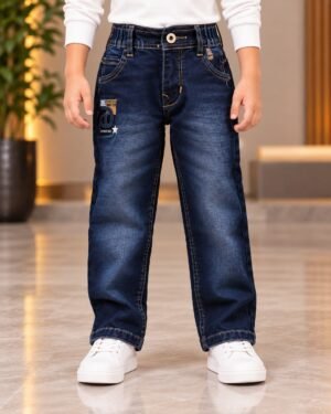 057PL Boys’ Dark Blue Straight-Fit Denim Jeans – Premium Washed Denim | Casual Everyday Pants 057PL-277-D BLU